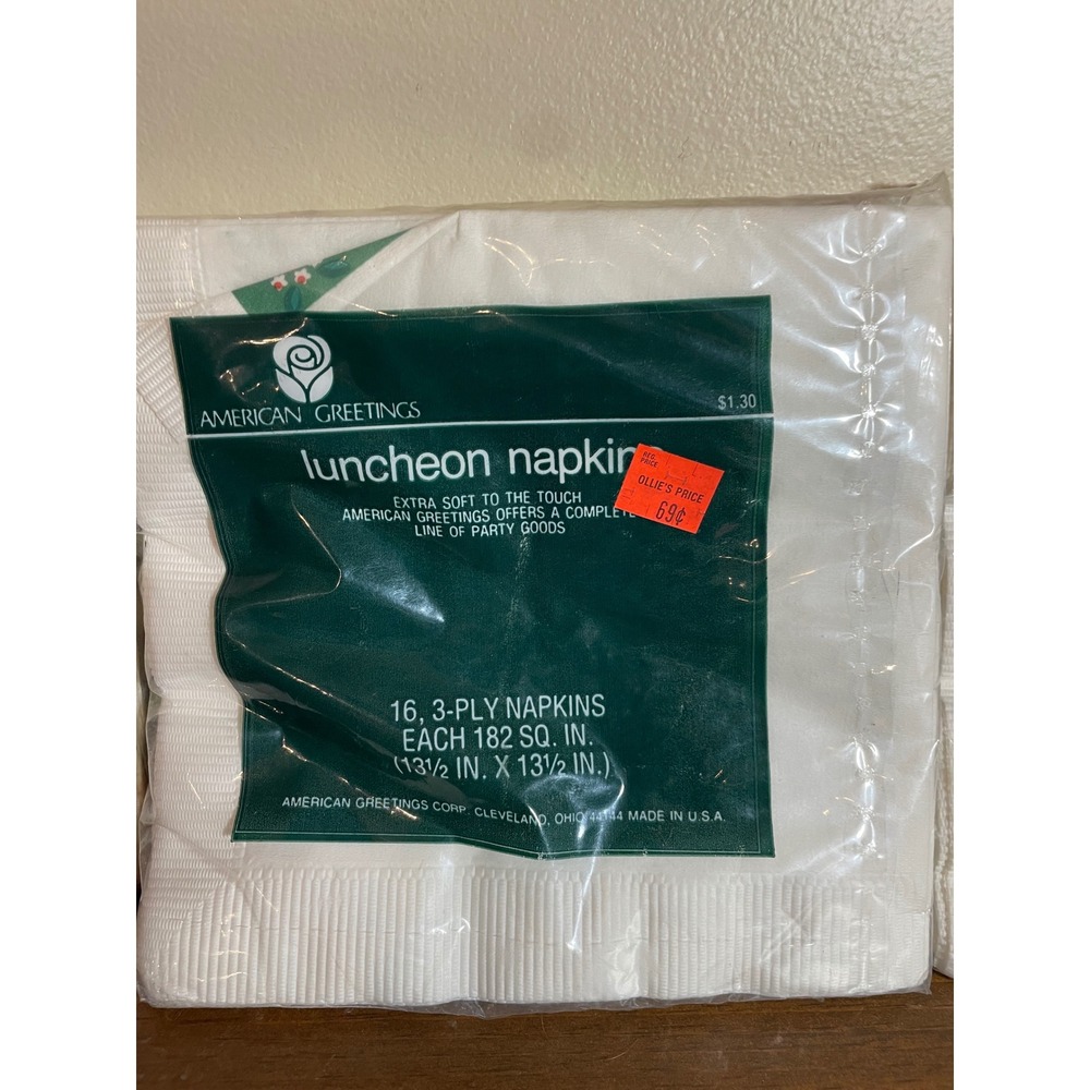 Vintage Christmas Luncheon Napkins Set 3 Packs Poinsettia Tree American Greeting - Picture 7 of 8